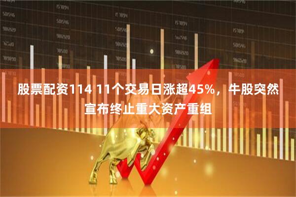 股票配资114 11个交易日涨超45%，牛股突然宣布终止重大资产重组