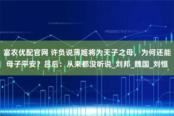 富农优配官网 许负说薄姬将为天子之母，为何还能母子平安？吕后：从来都没听说_刘邦_魏国_刘恒